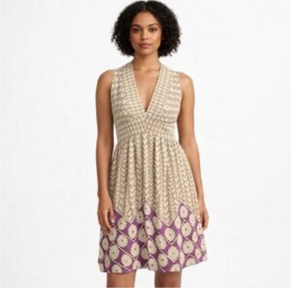 Anna Sui for Anthropologie Silk Dress Boho Print Sleeveless Size 2